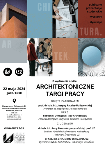 UZ – INSTYTUT A i U – Targi Architektoniczne – 22 maja 2024 r.
