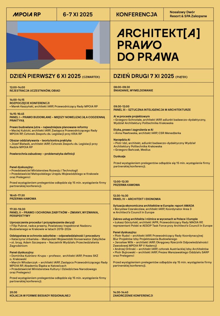 MPOIA RP – Konferencja Nosalowy Dwór „Architekt[a] prawo do prawa”